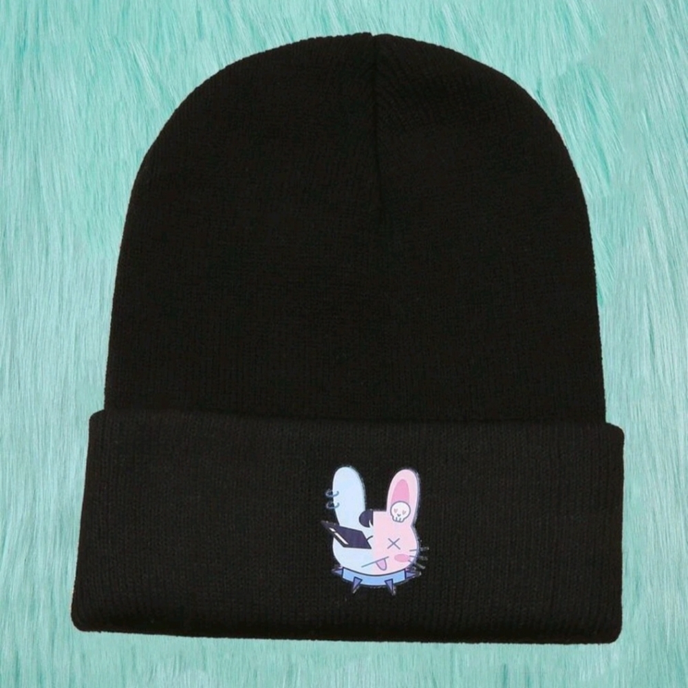 Usagi Dead Inside Beanie | Anime Bunny Unisex | Pastel Goth Kawaii Emo Soft Grun